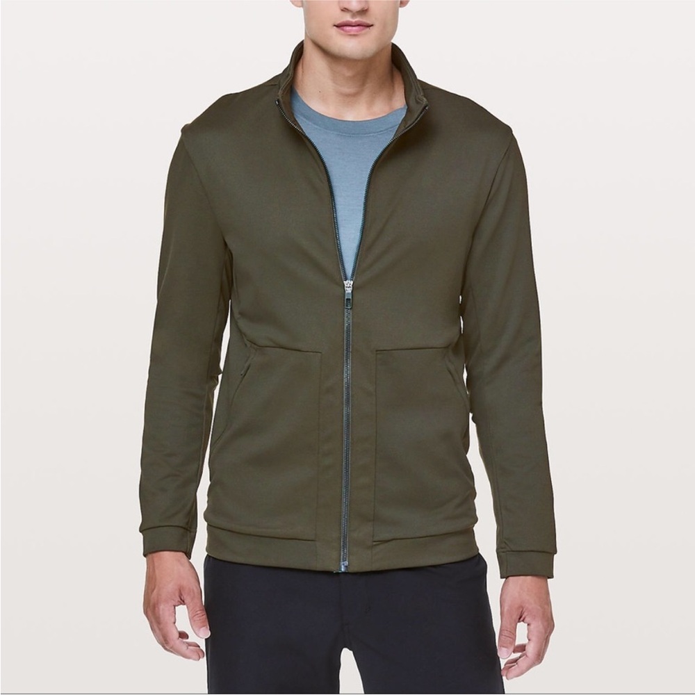 Lululemon Men’s Division Track Full Zip Jacket Dark Olive Pockets Size Medium